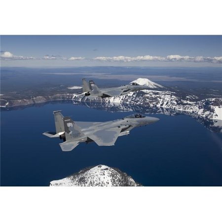 STOCKTREK IMAGES StockTrek Images PSTHGP100311M Two F-15 Eagles From The 173Rd Fighter Wing Fly Over Crater Lake in Central Oregon Poster Print; 17 x 11 PSTHGP100311M